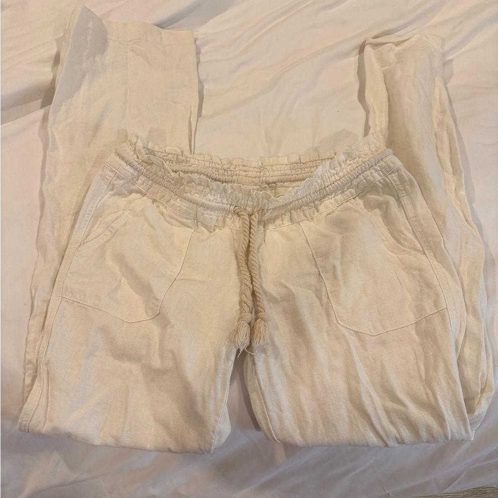 Roxy Linen Blend Drawstring Beach Pants